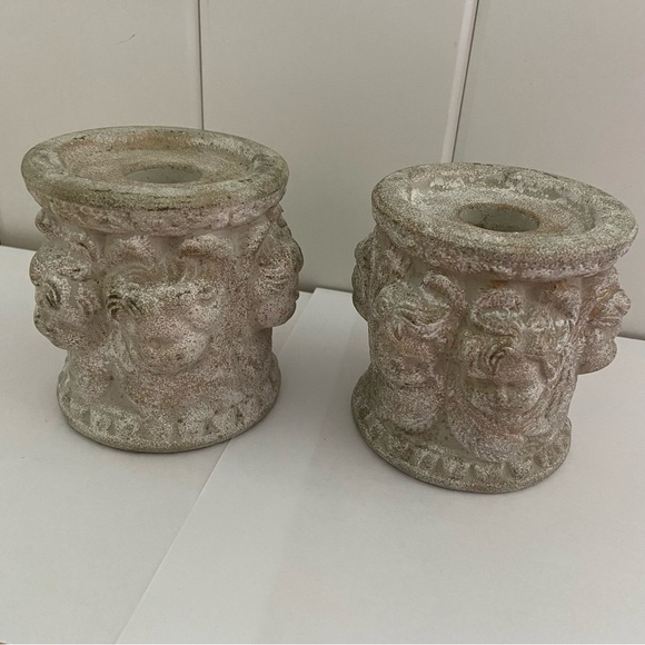 Vintage 3D Cherub face all around Candlestick Holder statue figurine 1980s 90s - Picture 1 of 13